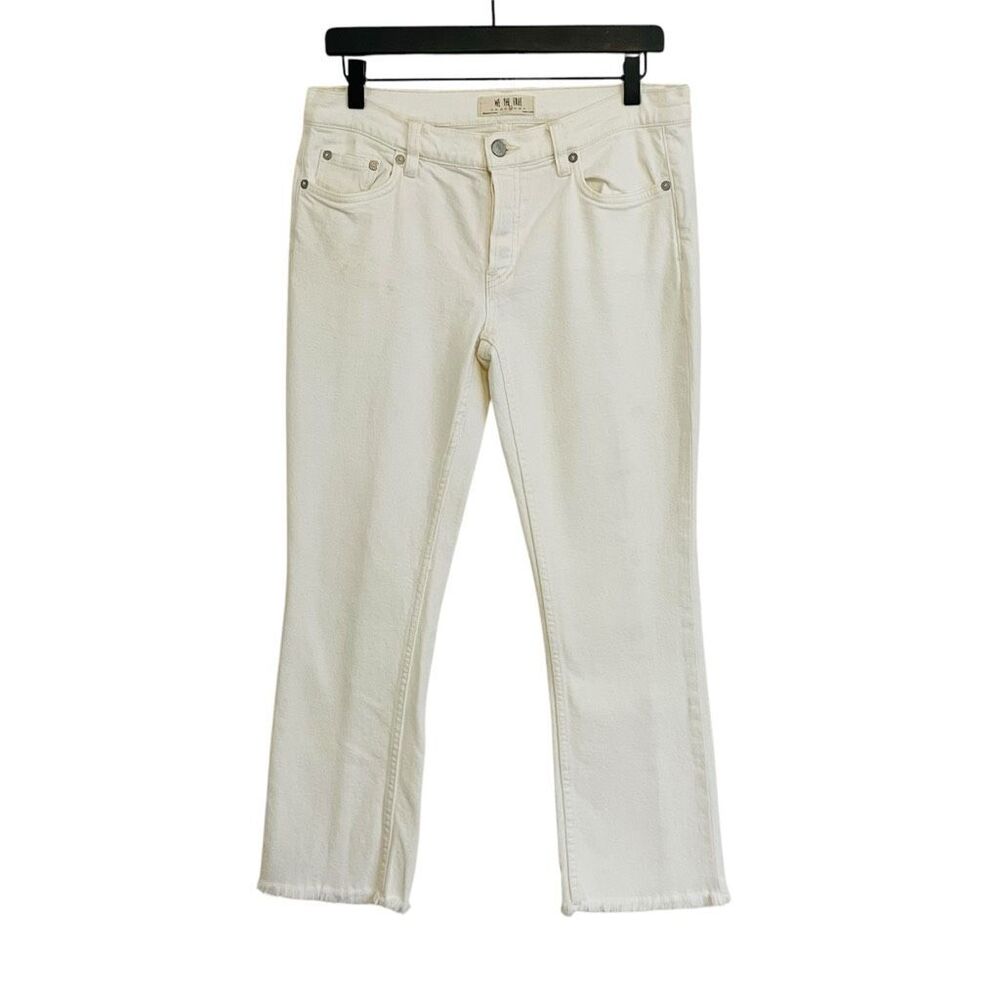 Free People We The Free Straight Leg Raw Hem Jeans White Ivory Size 28